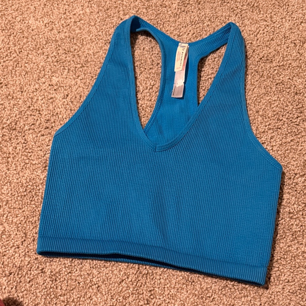 Free People Movement Blue Ribbed Bralette (m)